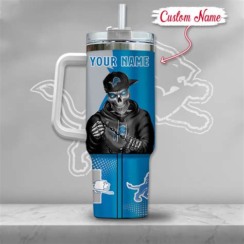 Nfl Detroit Lions Gangster Skeleton Custom Stanley Quencher Oz