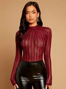 Shein Bae Top Mit Stehkragen Glitzer Aktuelle Trends G Nstig Kaufen