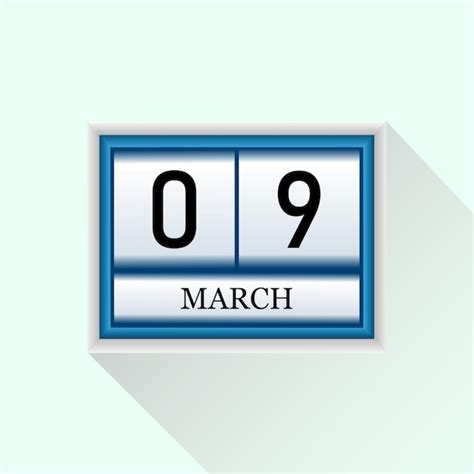 Premium Vector 9 March Vector Flat Daily Calendar Icon Date And Month