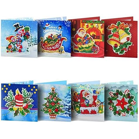 8 Pcs Cartes De Noël 5D Diamant Peinture Carte De Voeux DIY À La Main