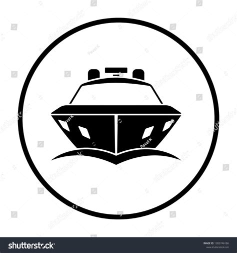 Motor Yacht Icon Front View Thin Stock Vector Royalty Free