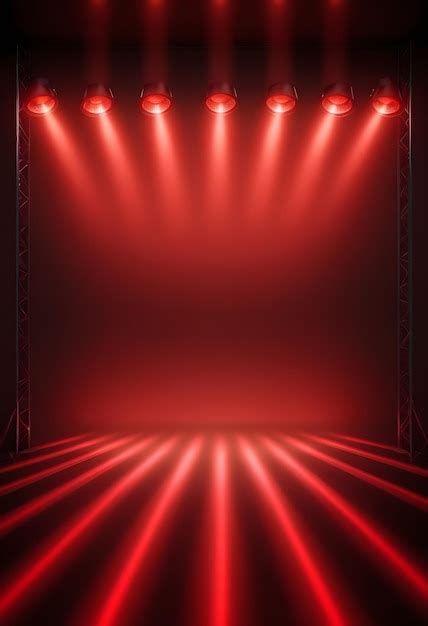 Premium Photo | A stage with a red light and a red background