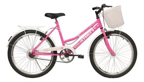 Bicicleta Aro 24 Athor Nature Feminina Infantil C Cesto Cor Rosa