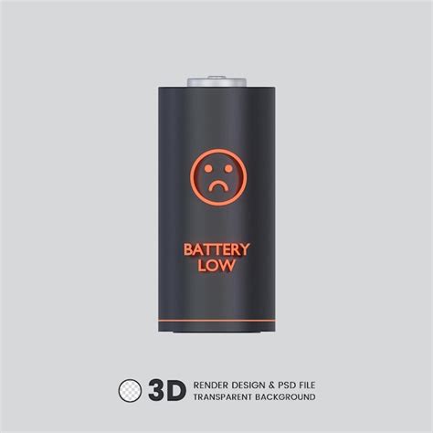 Premium Psd Battery Low 3d Render