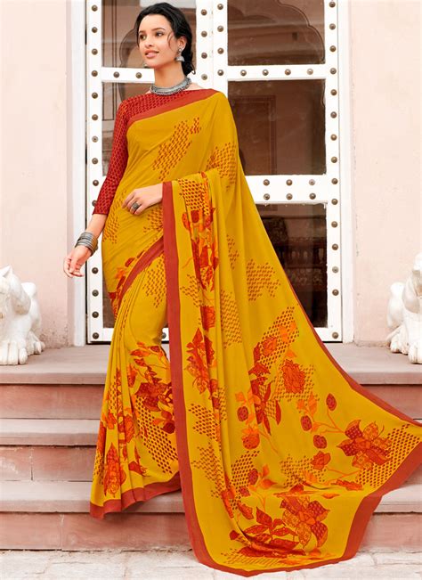 Shop Online Multi Colour Abstract Print Printed Saree 124357