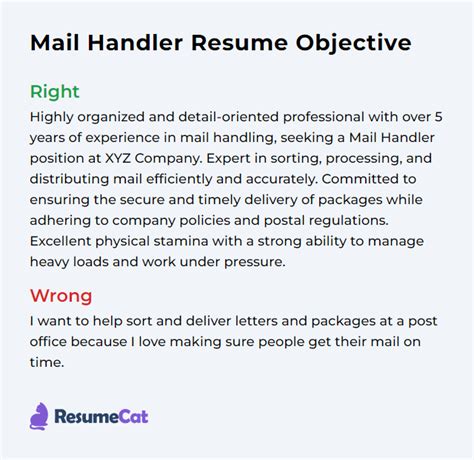 Top Mail Handler Resume Objective Examples Resumecat