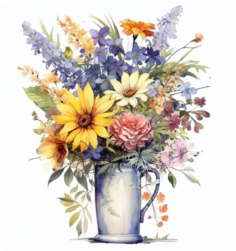 Premium Ai Image There Is A Painting Of A Vase Of Flowers On A Table