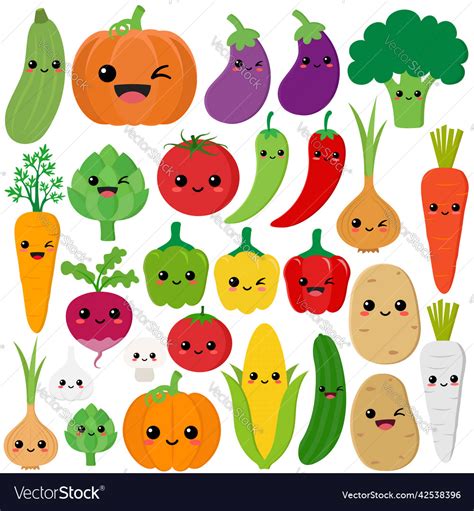 Funny Cartoon Set Of Different Vegetables Vector Image