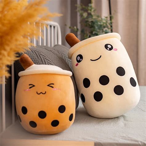 Cute Boba Bubble Tea Plush Teddy Pillow Cushion Boba Tea Etsy