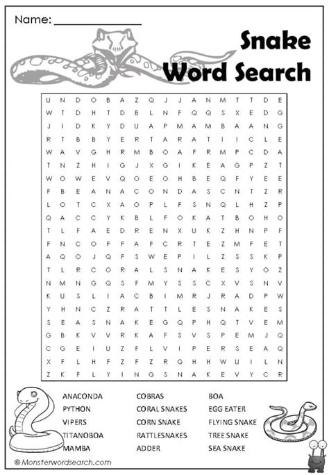 Snake Word Search Monster Word Search