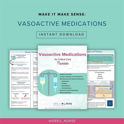 Continuous Vasoactive Medication Resource For Critical Care Nurses Etsy