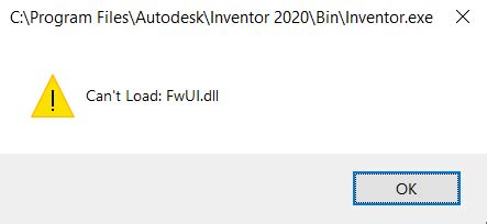 No Se Puede Cargar FwUI Dll E Inventor Se Bloquea Al Abrir