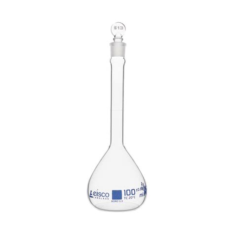 100ml Class A Volumetric Flask Astm Tolerance ±0080ml Glass Stopper Blue Graduation Geyer