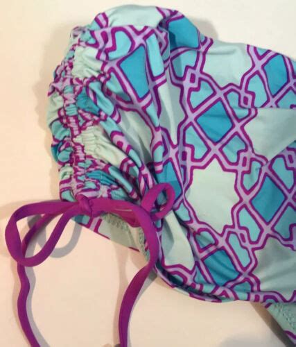 Cremieux Blue Purple Two Piece Bikini Swimsuit Sz S Triangle Top Sz L