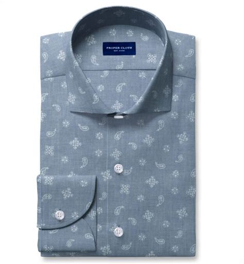 Light Blue Chambray Bandana Print Men's Dress Shirt Shirt by Proper Cloth