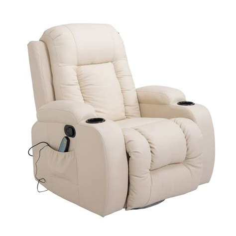 Homcom Massage Recliner Chair Heated Vibrating Pu Leather Ergonomic Lounge 360 Degree Swivel