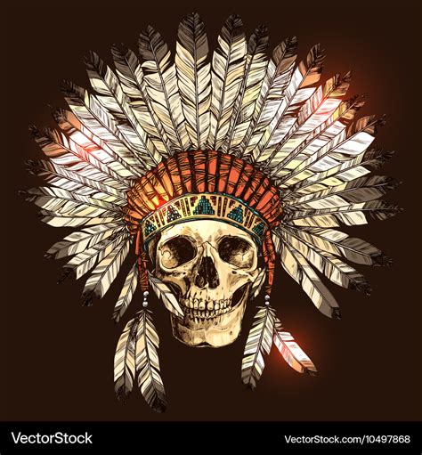 American Indian Headdress With Skull Royalty Free Vector