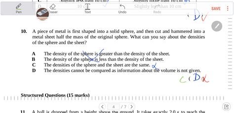 Gce O Level Physics Mass Weight And Density What Is The Explanation For This Question In