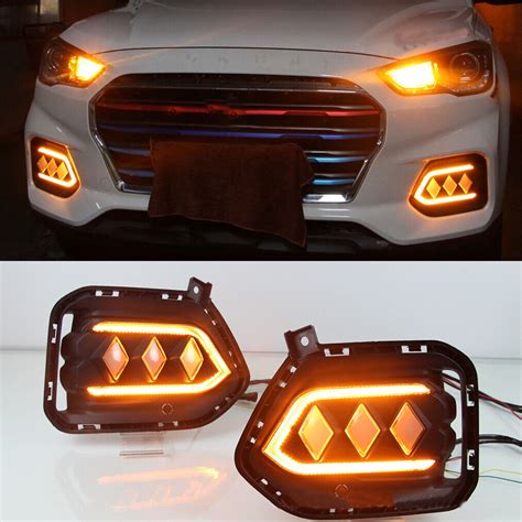 Led Drl Front Fog Light Lamp Streamer Color Fit For Hyundai Ix