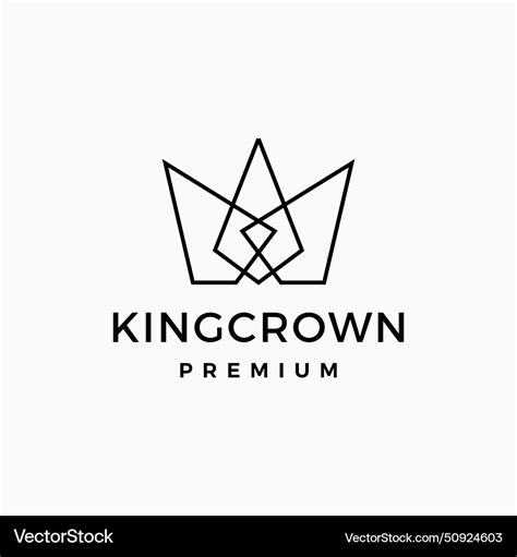 Crown King Logo Line Outline Icon Royalty Free Vector Image