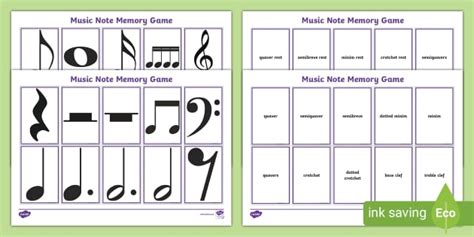 Music Note Memory Game Teacher Made Twinkl