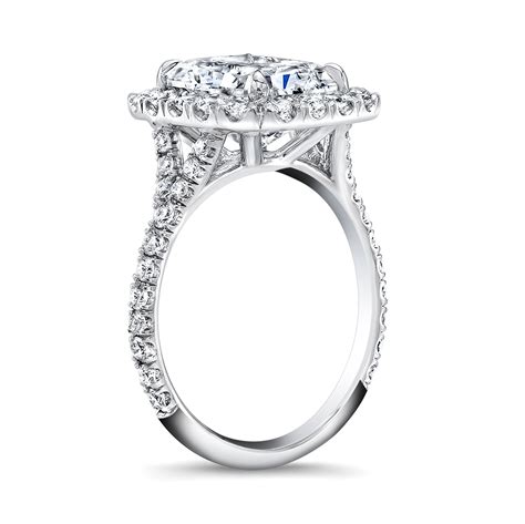 Natural Halo Pave Split Shank Diamond Engagement Ring Setting K White