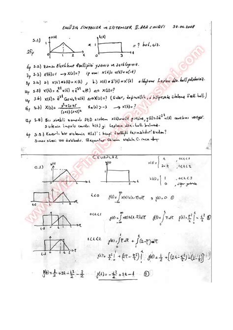 Sinyaller Ve Sistemler Vize Sorular Ve Z Mleri Vize Ve Final