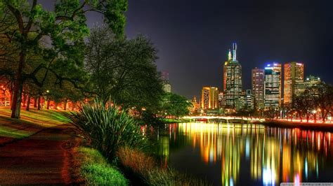 Wallpaper Lights City Cityscape Night Reflection Skyline