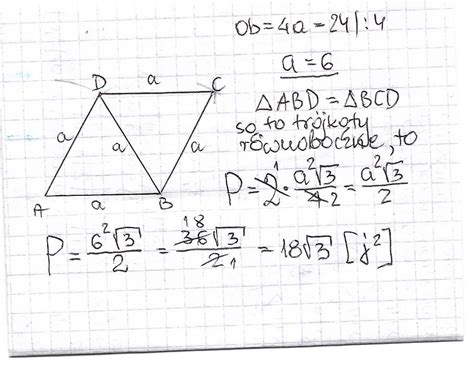 Askly obwód rombu jest równy 24 oblicz pole rombu