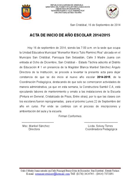 Acta De Inicio Educación Avanzada