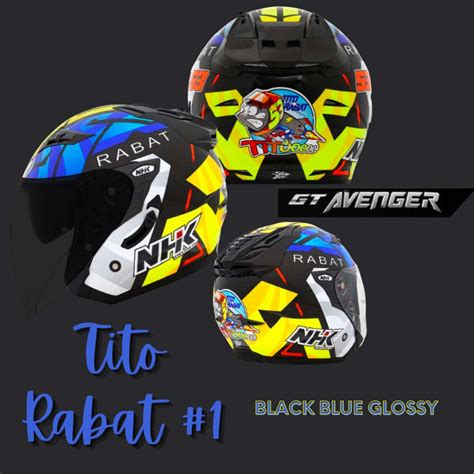 NHK Helmet Tito Rabat 1 Black Blue Glossy Motorcycles Motorcycle