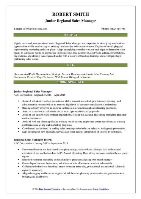 Regional Sales Manager Resume Samples Qwikresume