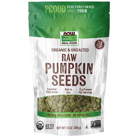 NOW Foods Organic Raw Pumpkin Seeds Unsalted 12 Oz Pkg Walmart