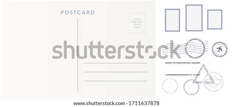 Postal Elements Set Empty Postcard Back Stock Illustration 1711637878 ...