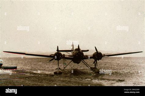 Italian Twin Float Floatplane Bomber Cant Z506 B Italy 1940s Stock