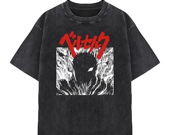 Berserk Vintage Washed T Shirt Bersker Guts Anime Manga Unisex Shirts