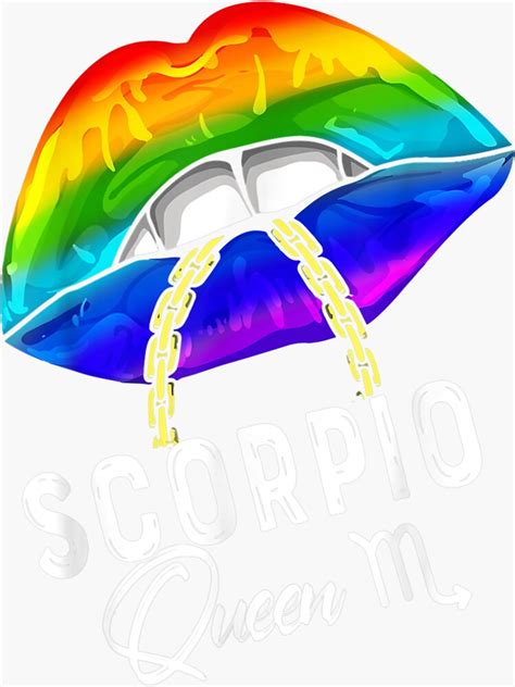 Lgbtq Scorpio Queen Lips Zodiac Rainbow Gay Pride Flag Sticker For