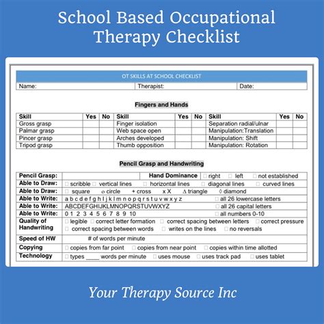 Pediatric Occupational Therapy Evaluation Template