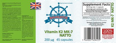 Navigator Vitamin K2 Mk 7 Natto 200Mcg 45 Capsules Low Price Check