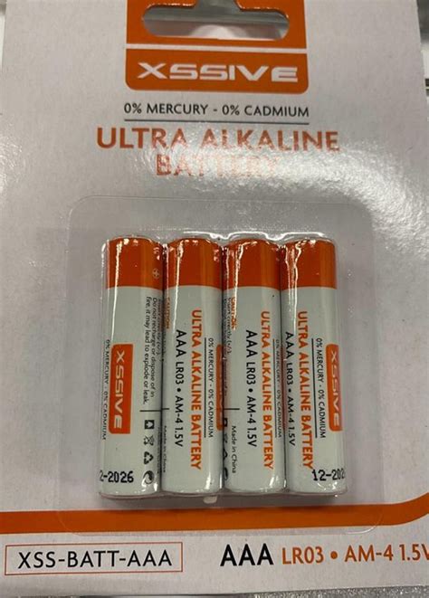 Xssive Ultra Alkaline Battery AAA LR03 Small Cell XSS BATT AAA Bol