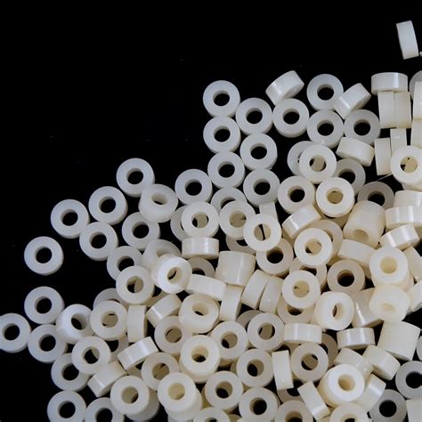 White Plastic Nylon Abs Round Non Threaded Column Standoff Support Spacer Washer M3x3mm