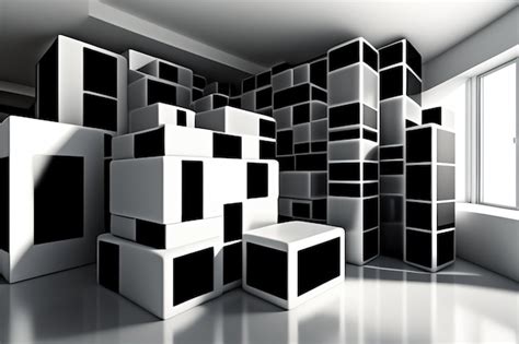 Premium Ai Image Black And White Cubes