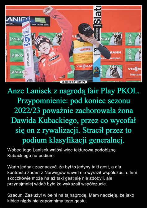 Anze Lanisek z nagrodą fair Play PKOL Przypomnienie pod koniec sezonu