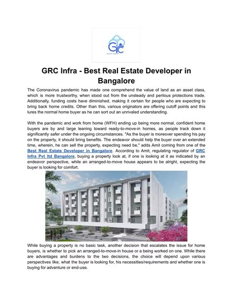 PPT GRC Infra Best Real Estate Developer In Bangalore PowerPoint