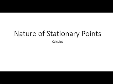 Nature Of Stationary Points Youtube