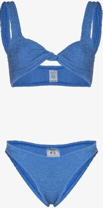 Hunza G Blue Juno Crinkle Bikini ShopStyle Two Piece Swimsuits