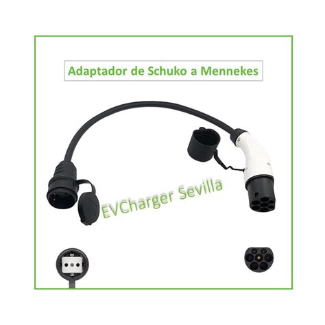 Cable Adaptador De Clavija Tipo Mennekes A Schuko Hembra A Kw