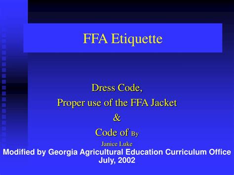 Ppt Ffa Etiquette Powerpoint Presentation Free Download Id 6526137