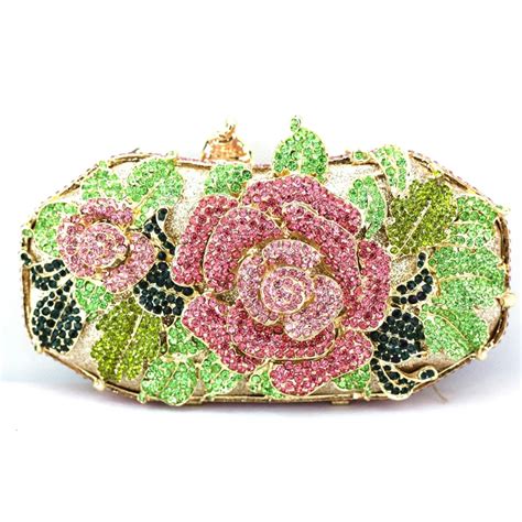 Rhinestone Evening Handbag Shop Pink Floral Crystal Womens Clutch Bag ...