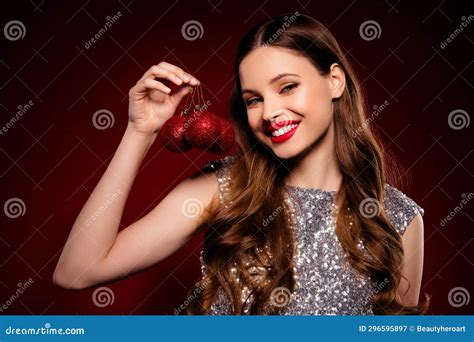 Photo Of Chic Stunning Girl Hold Baubles For Decorating Interior